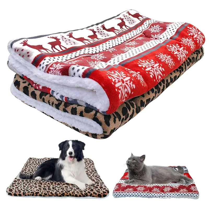 Thick Coral Fleece Pet Blanket and Dog Bed Mat