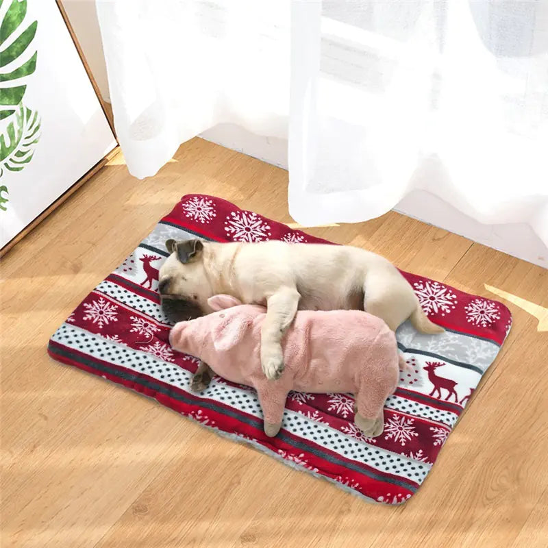 Thick Coral Fleece Pet Blanket and Dog Bed Mat