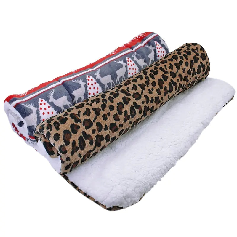 Thick Coral Fleece Pet Blanket and Dog Bed Mat